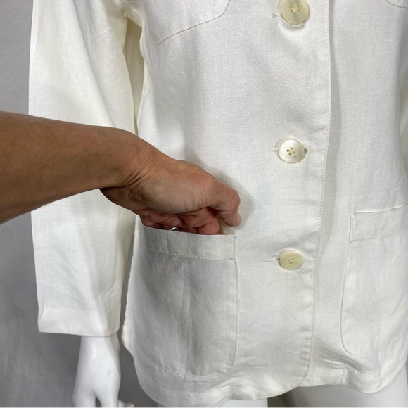 Gap 4-Pocket Front Off-White Linen Shirt Jacket - Picture 2 of 8